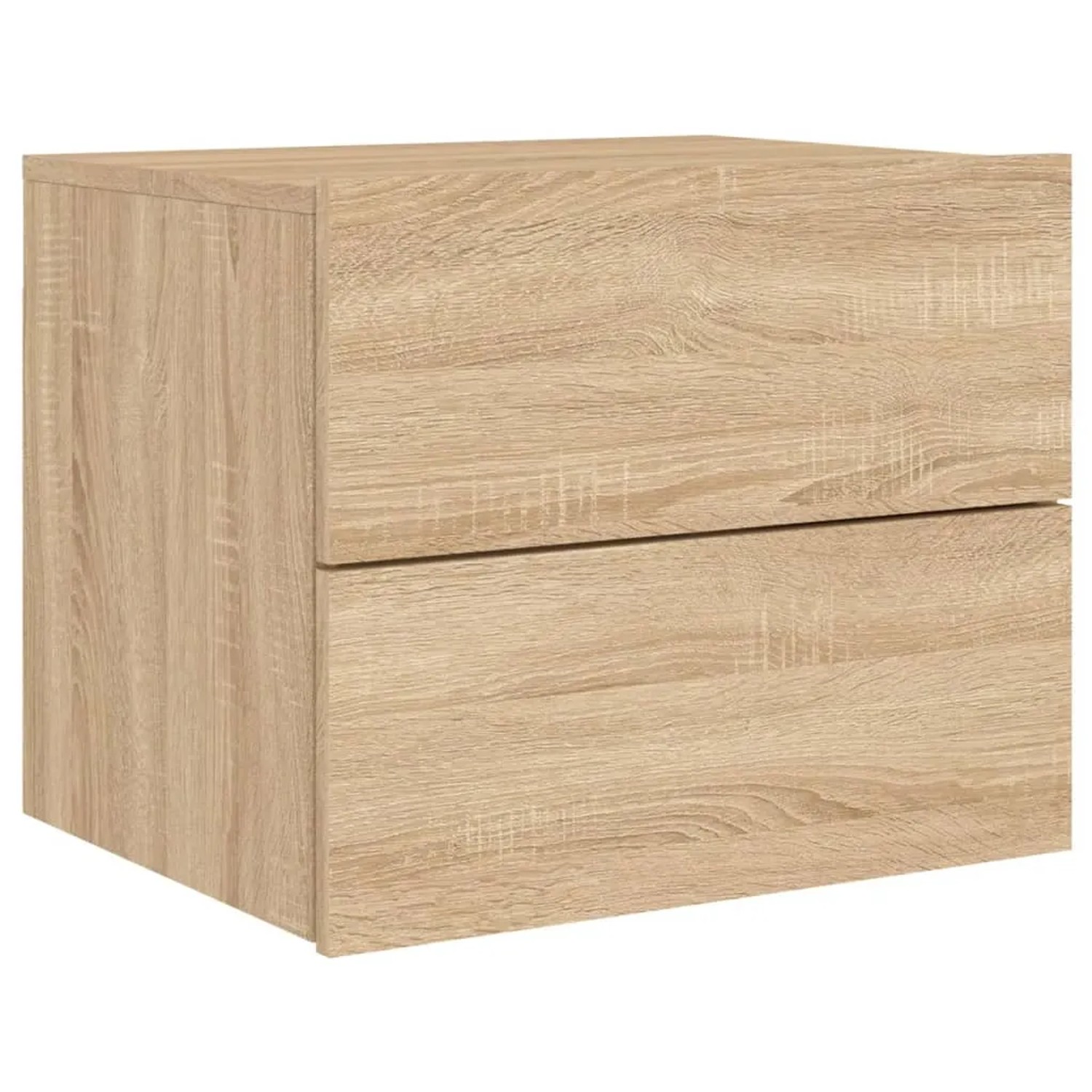 Wand-Nachttisch Sonoma-Eiche mit 2 Schubladen und LED-Leuchten, Modell 5.