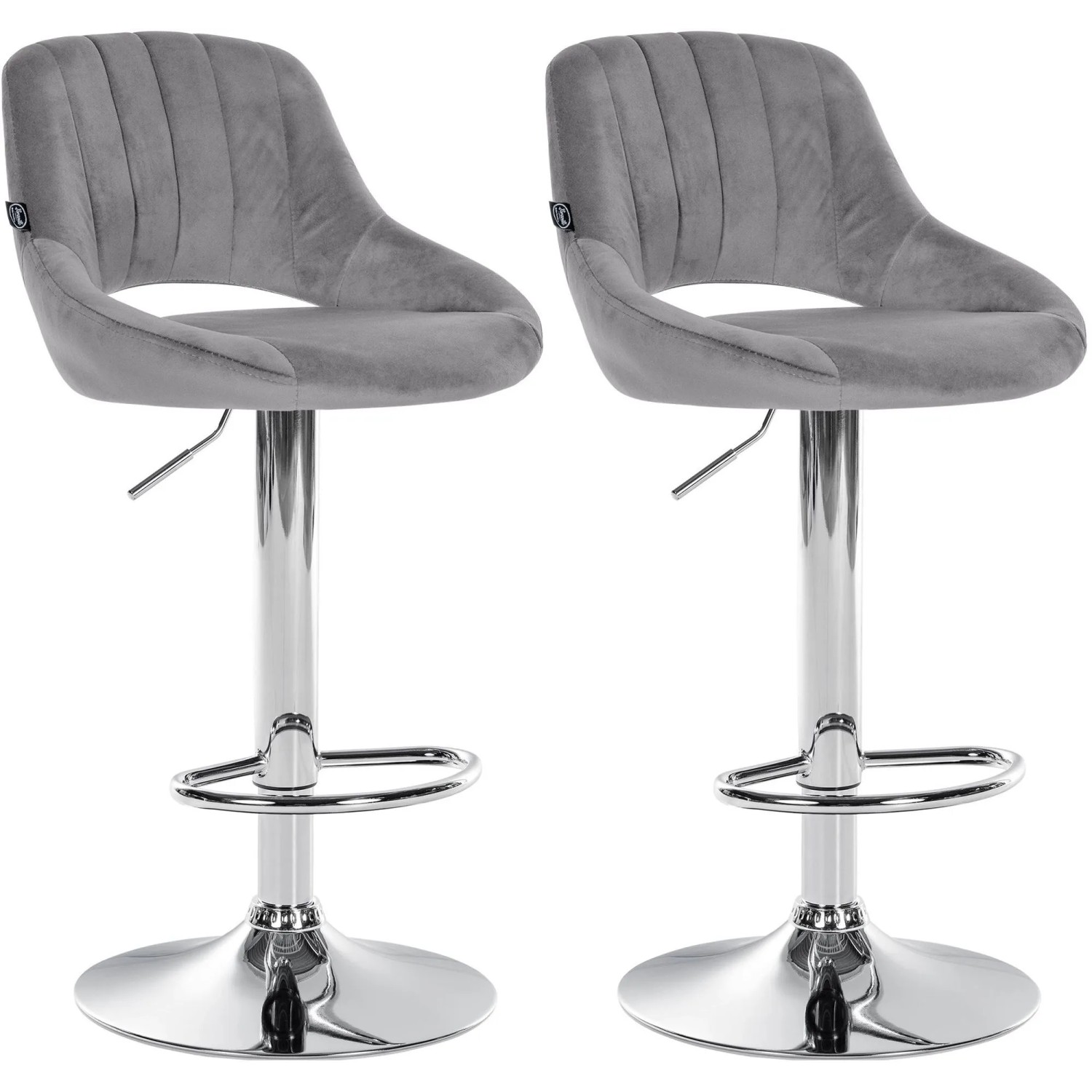 DELUKE 2er Set Barhocker SEGAD Samt Dunkelgrau 47x48x85cm Silber Barstuhl Mit Lehne Tresenhocker Tresenstuhl