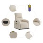 Beiger elektrischer Massagesessel mit Mikrofaserbezug und Fernbedienung.