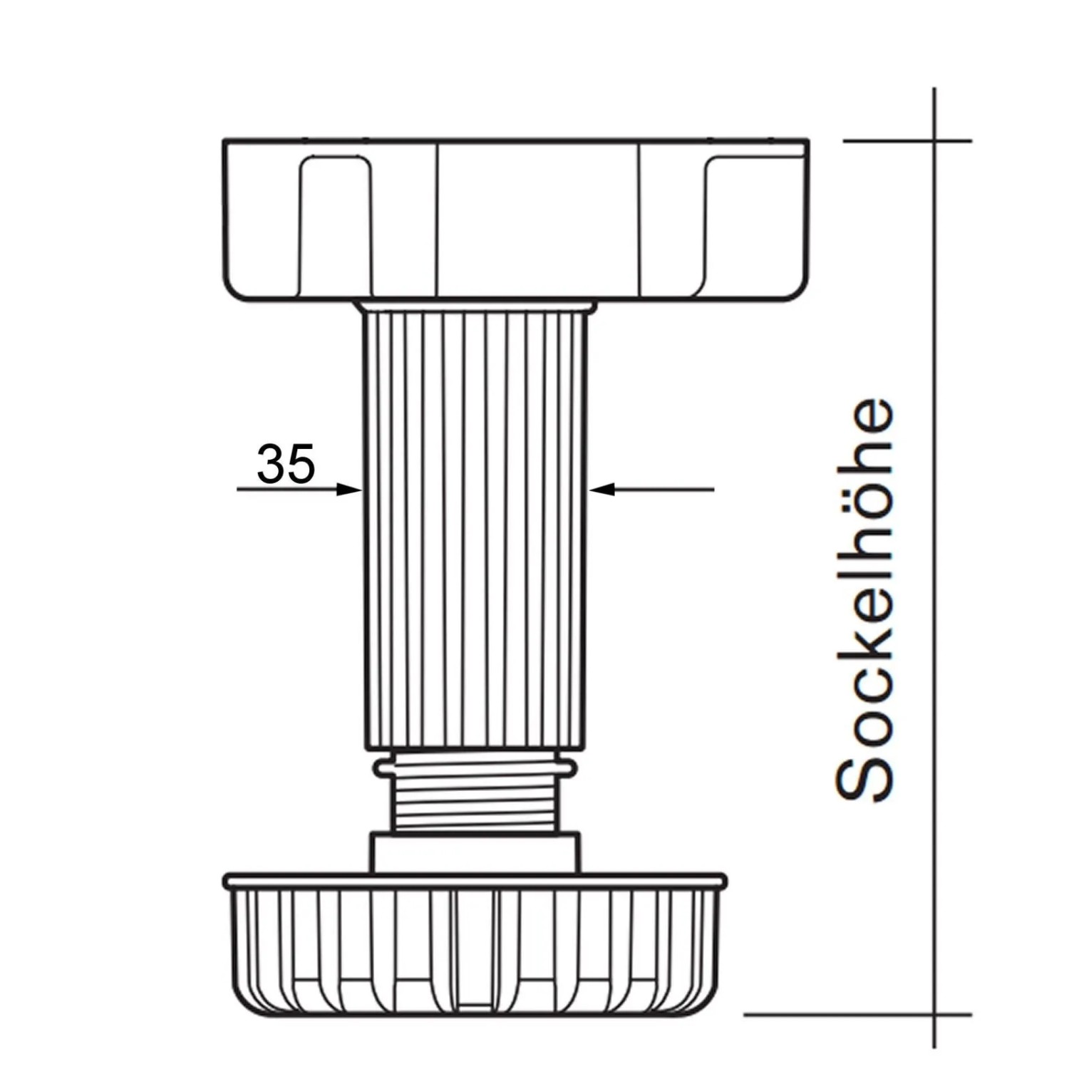 SOTECH 4er Set Möbelfüße Schwarz mit Sockelhöhe 185 mm_4