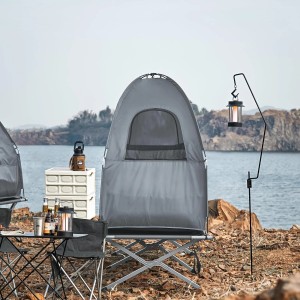 SoBuy 4in1 Camping Zeltliege OGS32-HG grau mit Feldbett, Zelt, Matratze, Schlafsack und Kissen.