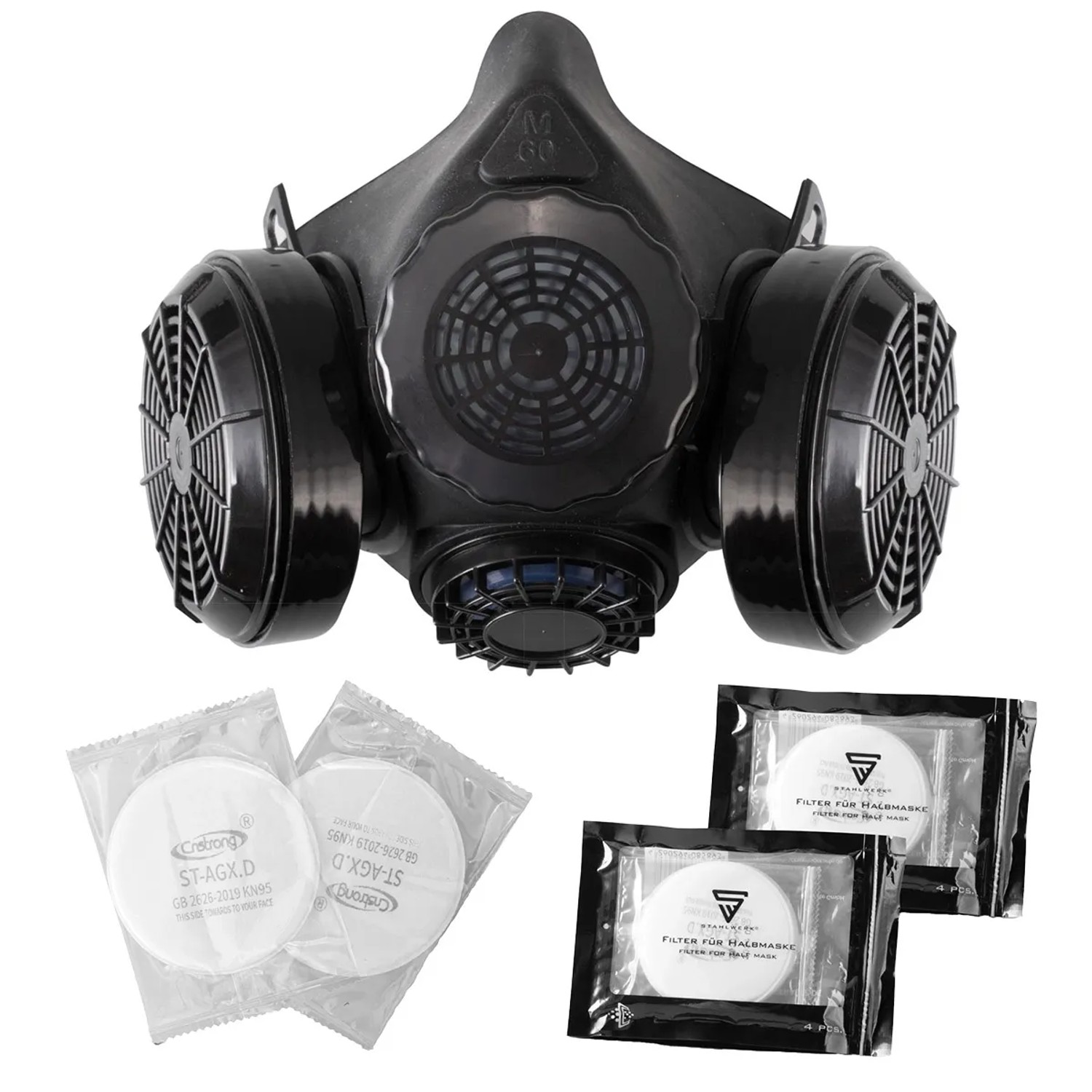 STAHLWERK Atemschutz Halbmaske Staubschutzmaske Doppelfilter Schutzklasse P1