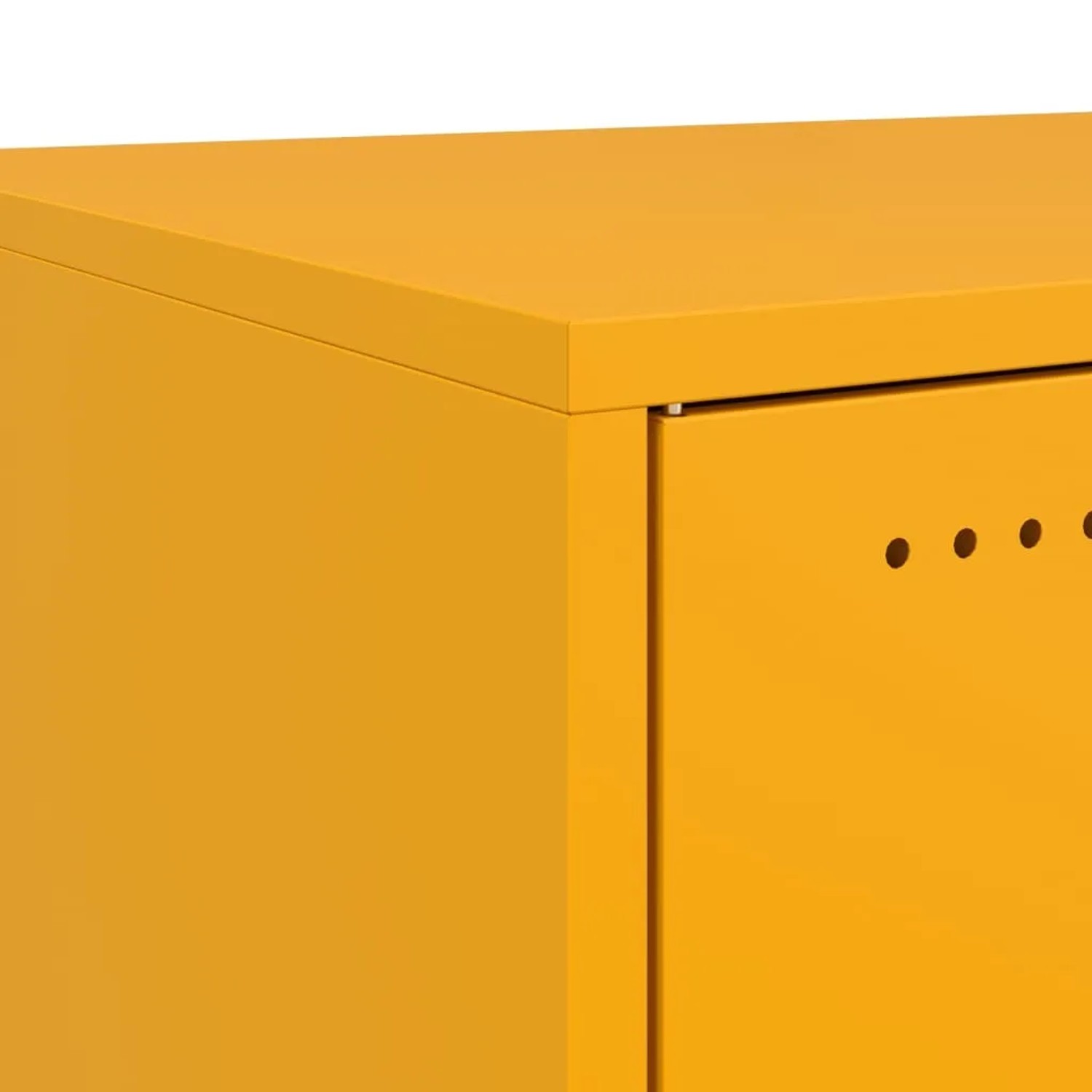 Detailansicht: Senfgelber vidaXL Nachttisch aus Stahl (2er-Set), modernes Design.