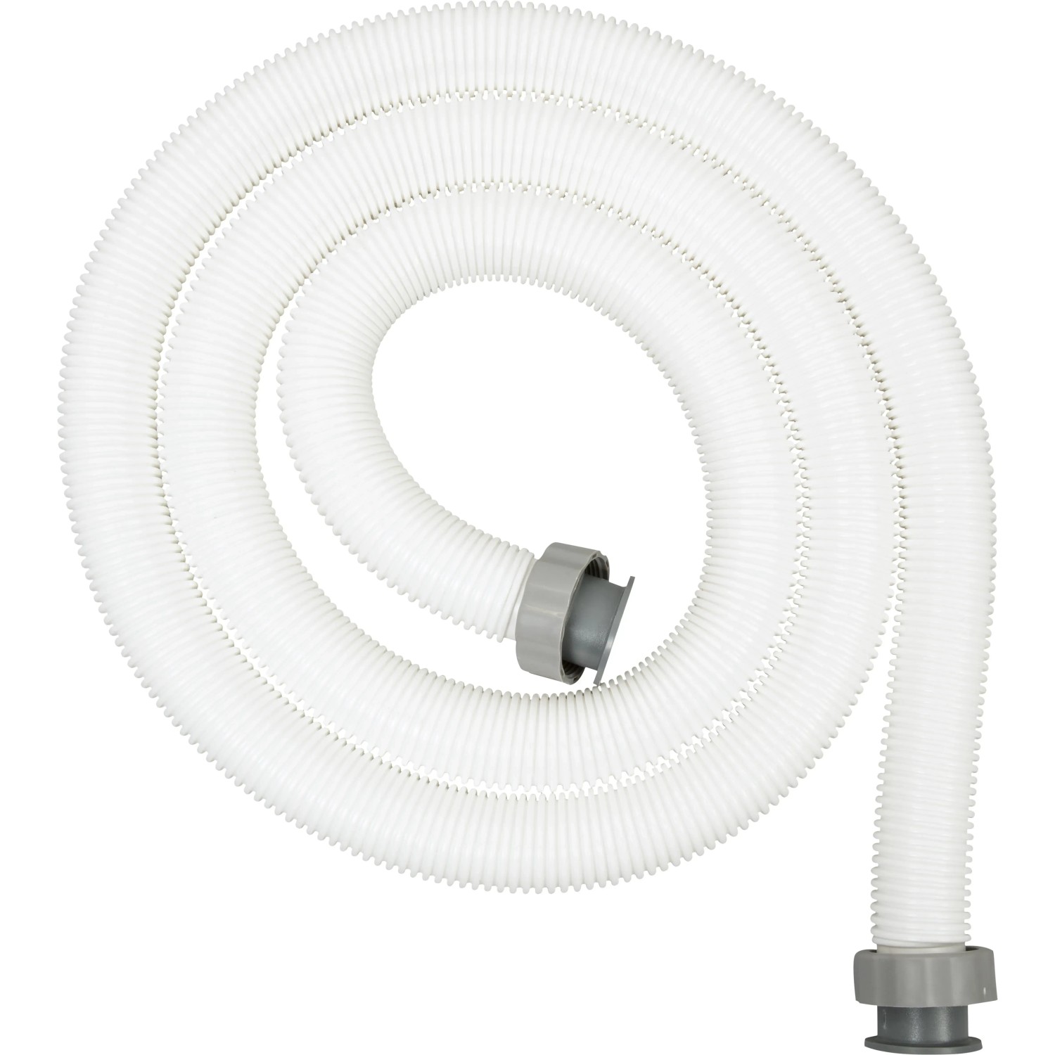 Weißer Bestway Poolschlauch (Ø 38 mm) mit grauen Schraubanschlüssen.