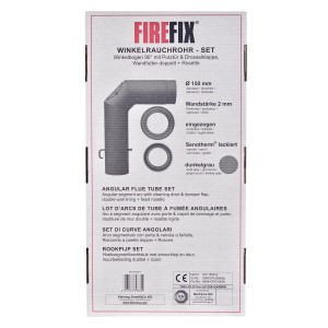 Firefix Rauchrohr-Set, 3-teilig, dunkelgrau: Winkelbogen, Wandfutter, Rosette für Kaminöfen.