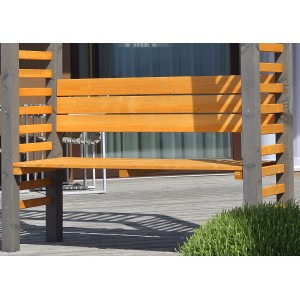 Gaspo Sitzbank Hallein, 125 cm, Honigfarben, mit Rückenlehne, passend zur Pergola. Rankhilfe für Garten.