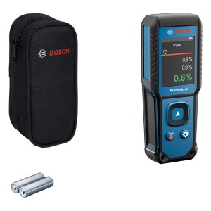 Bosch Professional GMM 1-15 Materialfeuchtemessgerät mit Tasche und Batterien.