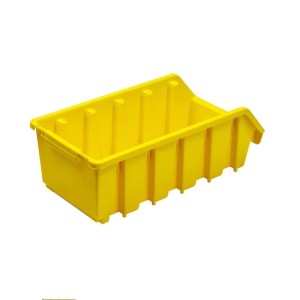 Gelbe PROREGAL Sichtlagerbox (2L) aus Polypropylen, ideal für Aufbewahrungssysteme in Werkstatt und Garage.