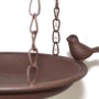Kobolo Vogeltränke/Futterstation aus Metall in Rostbraun mit Vogel-Deko zum Aufhängen.