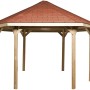 Weka Pavillon 656 Sparset Gr.2, 399x461cm, Gartenlaube aus Holz mit rotem Dach.