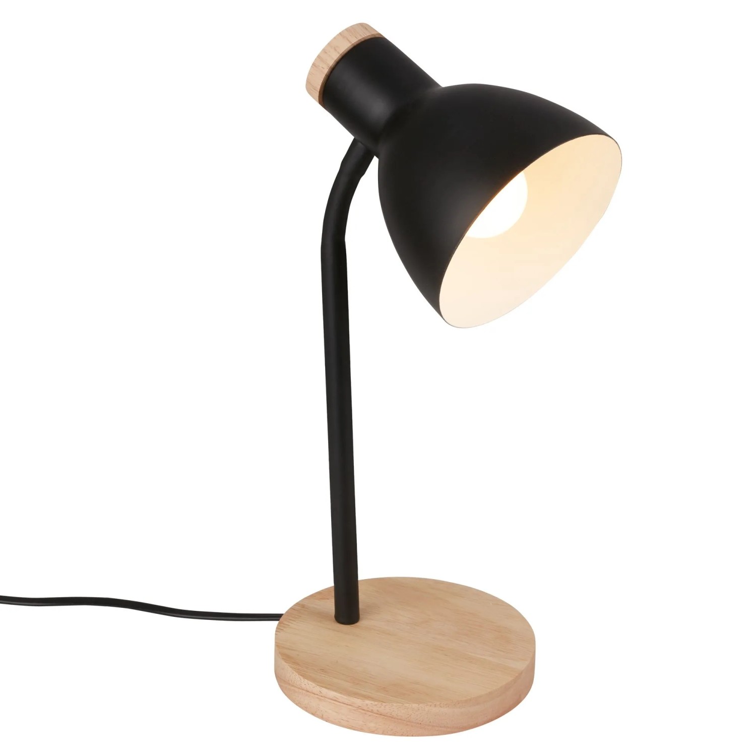 Brilo Tischleuchte Prep Schwarz-Holzfarben Ø 14 cm x 38 cm