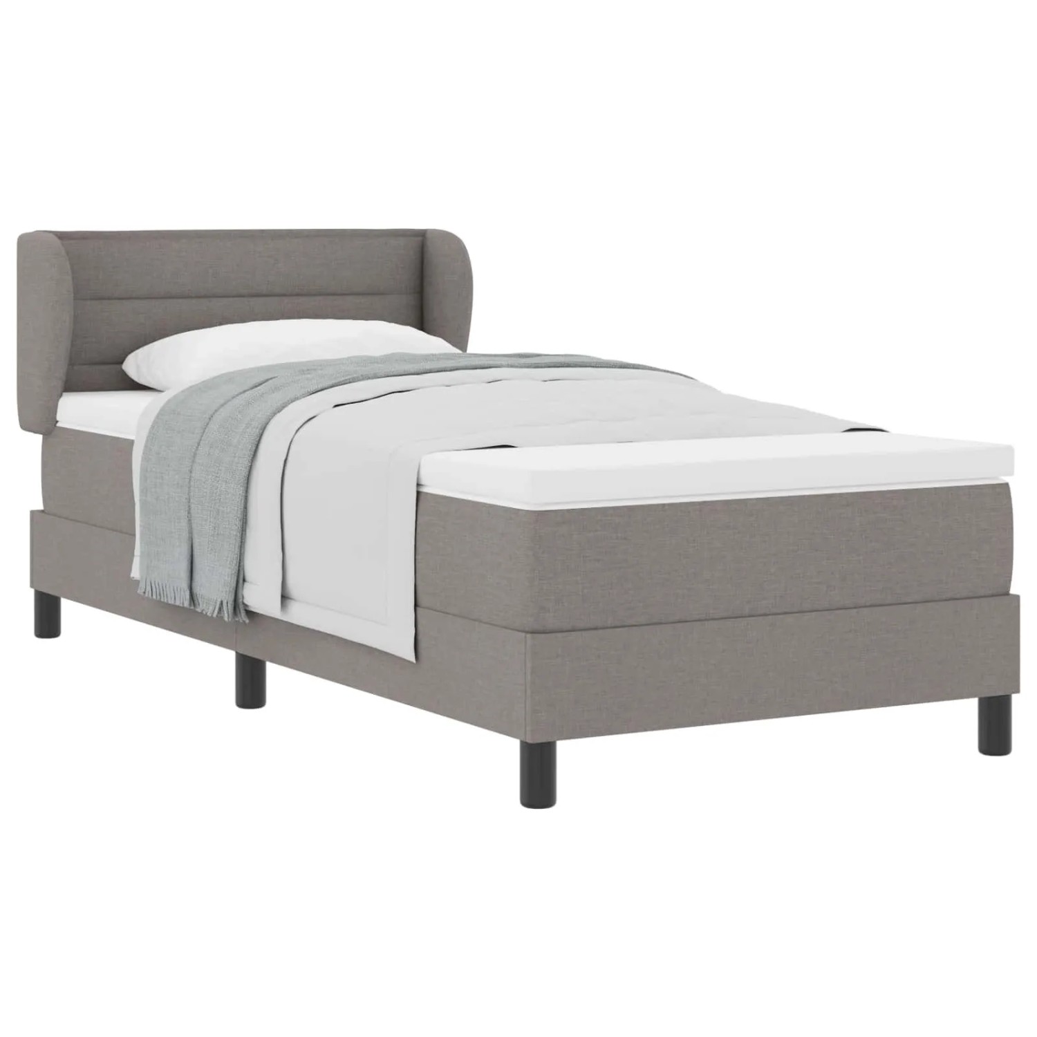 vidaXL Boxspringbett mit Matratze mit Kopfteil Taupe 90 x 190 cm Stoff 3339937