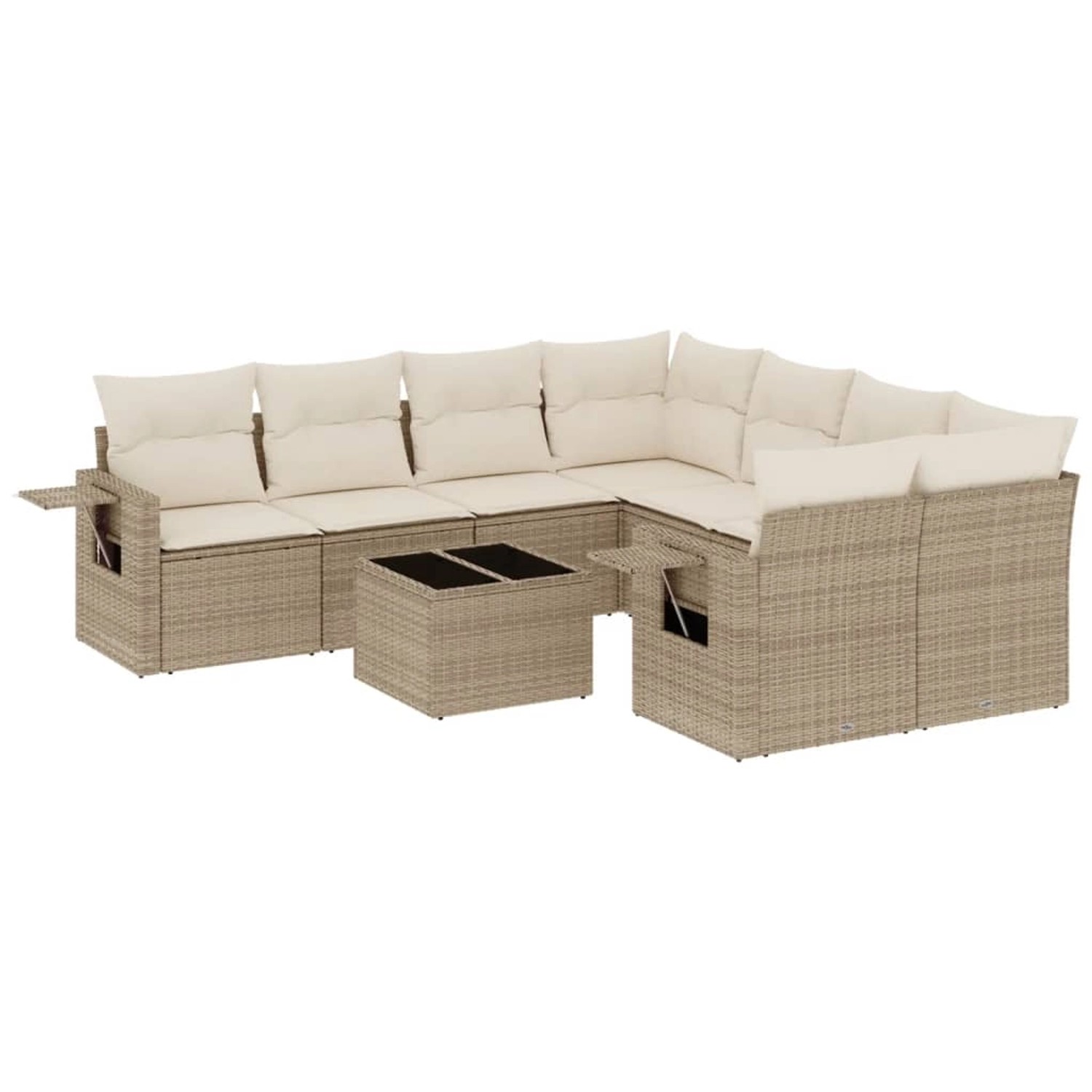 vidaXL 9-Tlg Garten-Sofagarnitur mit Kissen Beige Poly Rattan 3252295 günstig online kaufen