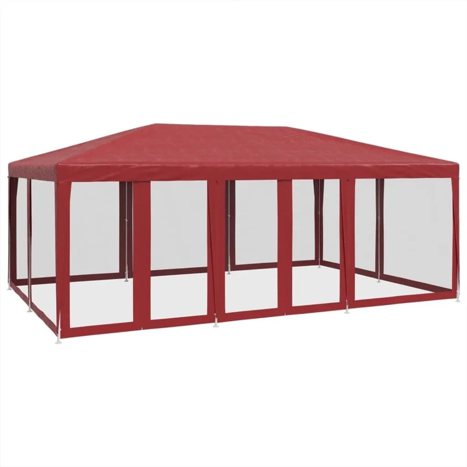 vidaXL Partyzelt mit 10 Mesh-Seitenteilen Rot 6x4 m HDPE 4010070