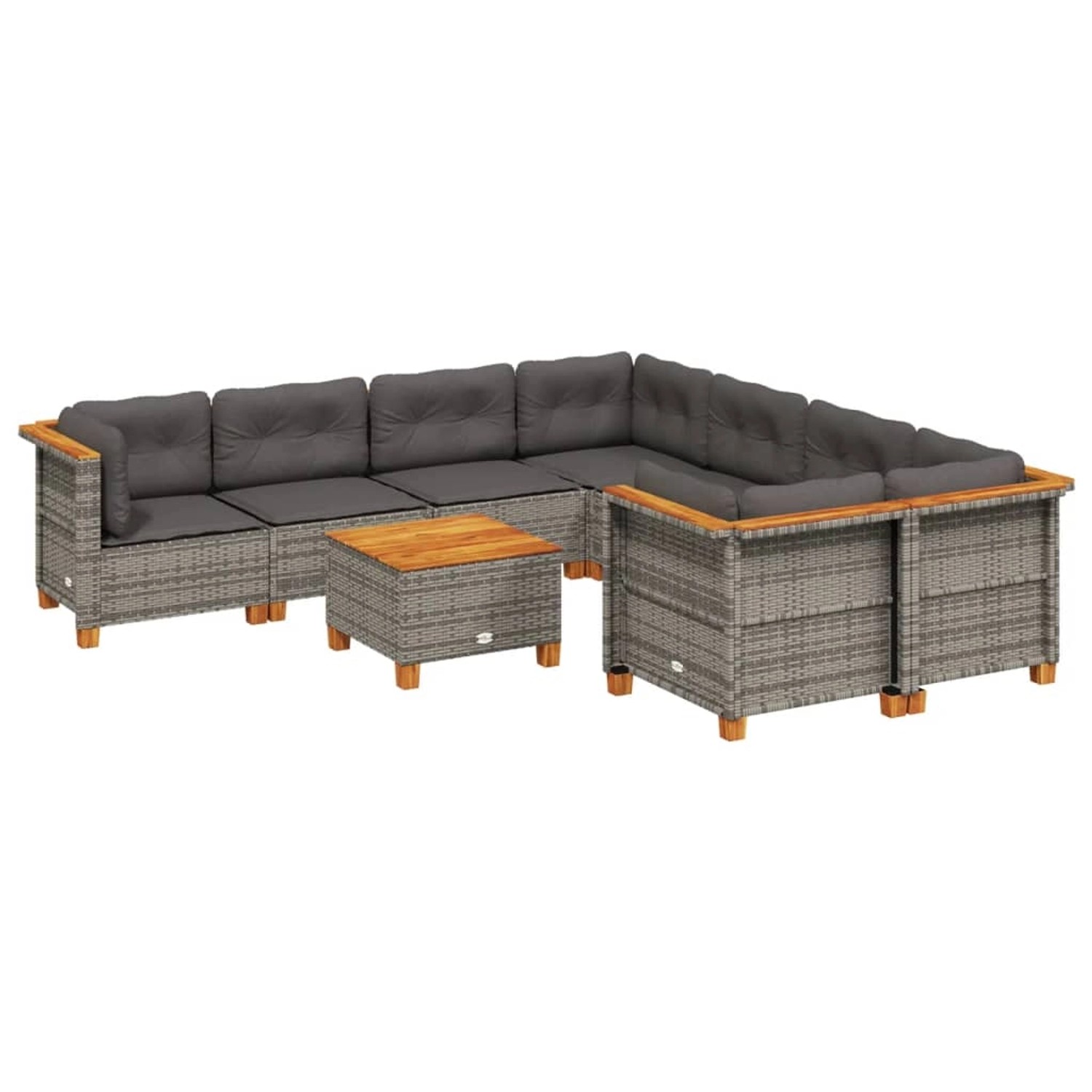 vidaXL 9-Tlg Garten-Sofagarnitur mit Kissen Grau Poly Rattan 3261774 günstig online kaufen