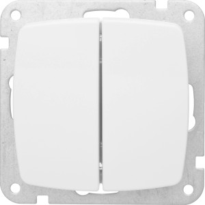 Weißer Serienschalter Trend für die Unterputzmontage. Schalter für zwei Lampen.