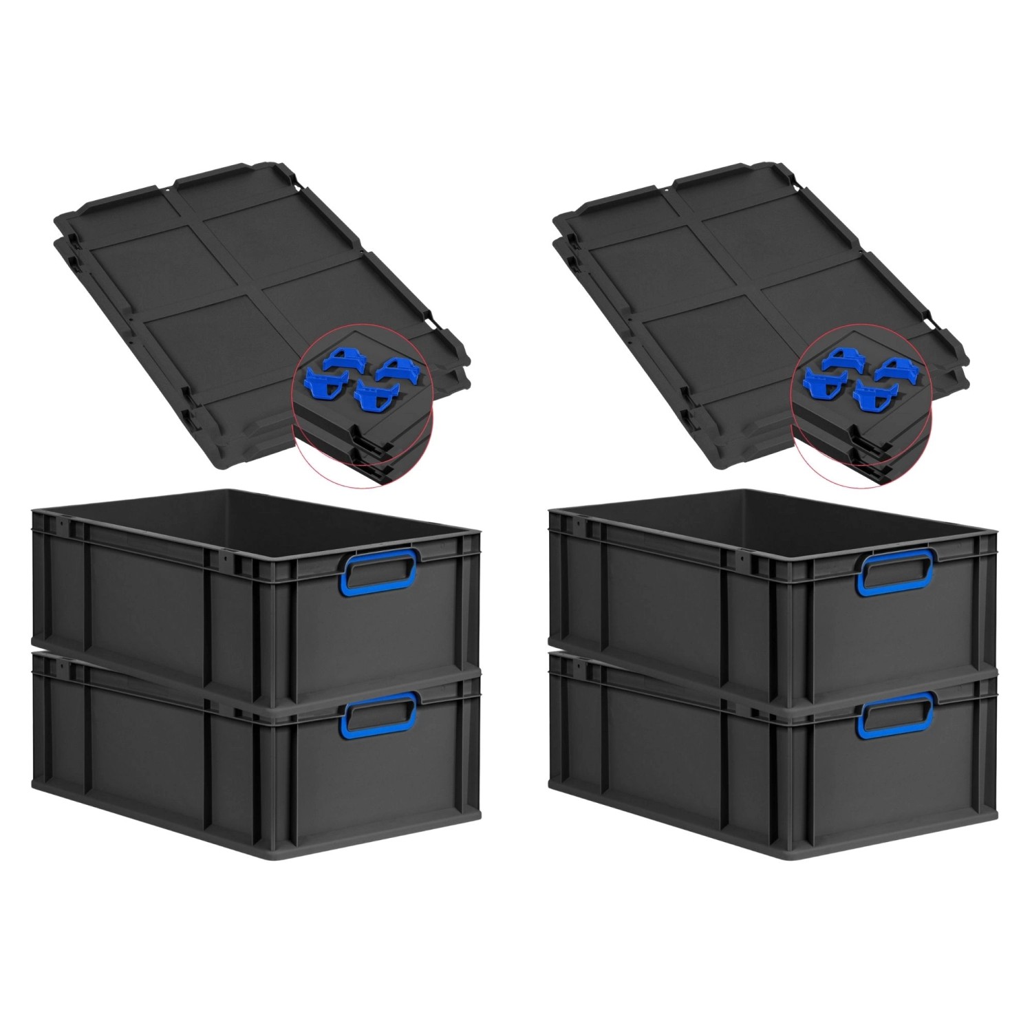 PROREGAL SuperSparSet 4x Eurobox Nextgen Color Mit Auflagedeckel HxBxT 22x4 günstig online kaufen
