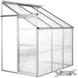 Tectake Anlehngewächshaus mit Alu-Rahmen, transparent, 192x128x202cm, ohne Fundament.