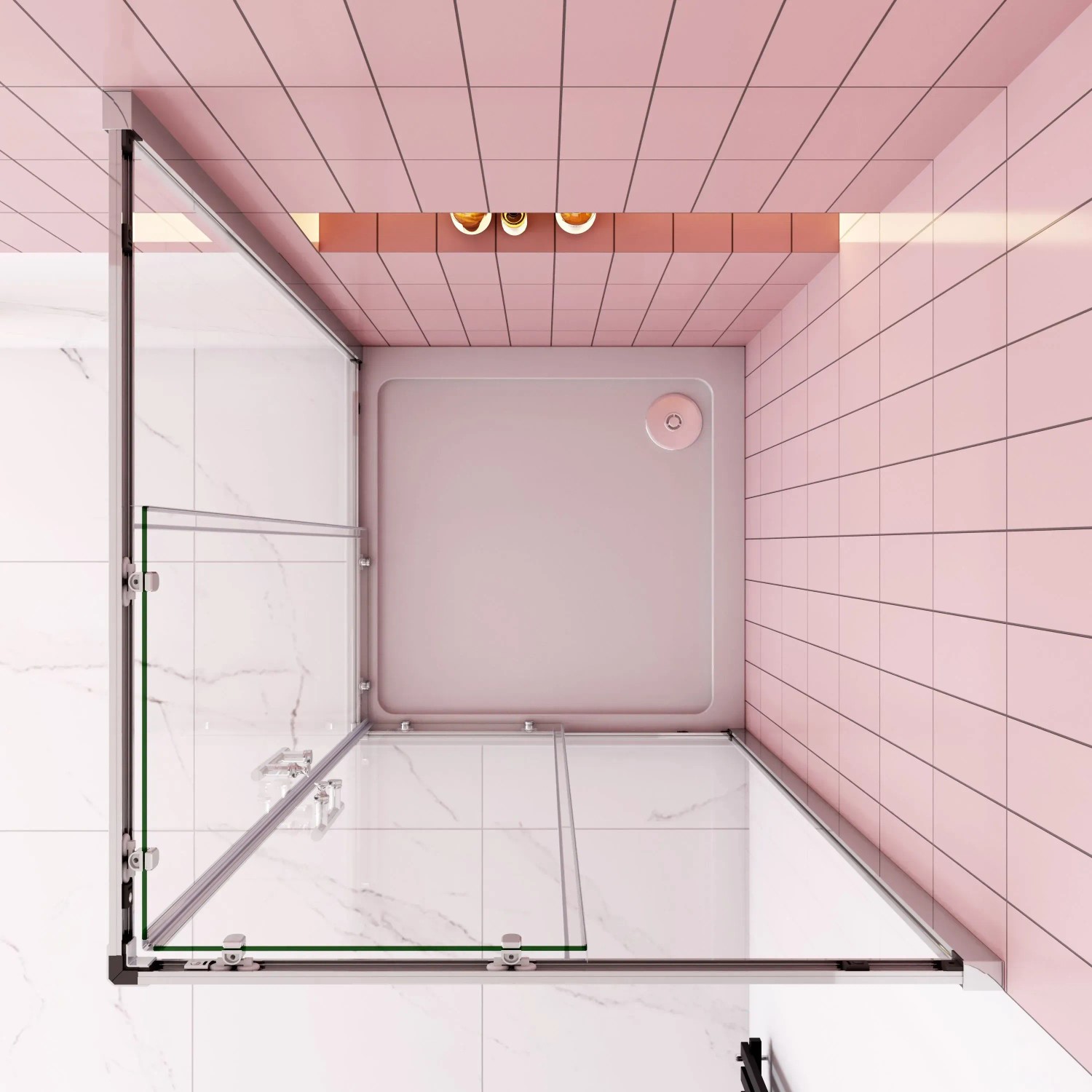 AICA Duschkabine Eckeinstieg 100x80cm mit Schiebetür aus 6mm Nano ESG Sicherheitsglas.