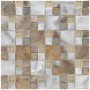 Mosaikfliese Silver Slate Beige Grey, Glas & Aluminium, 30x30 cm. Mix aus Glas-, Stein- und Metalloptik.