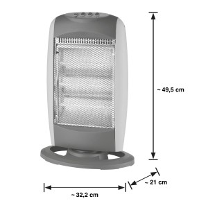 Halogenheizer mit 1200 W und 75°-Oszillation für punktuelle Wärme in Innen- und Außenbereichen.