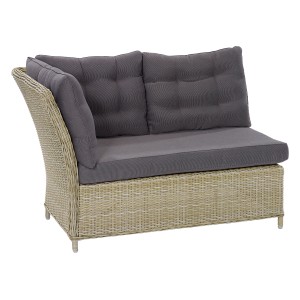 Detailaufnahme: Ecksofa des 4-teiligen Lounge-Set Madison Nature mit grauen Polstern.