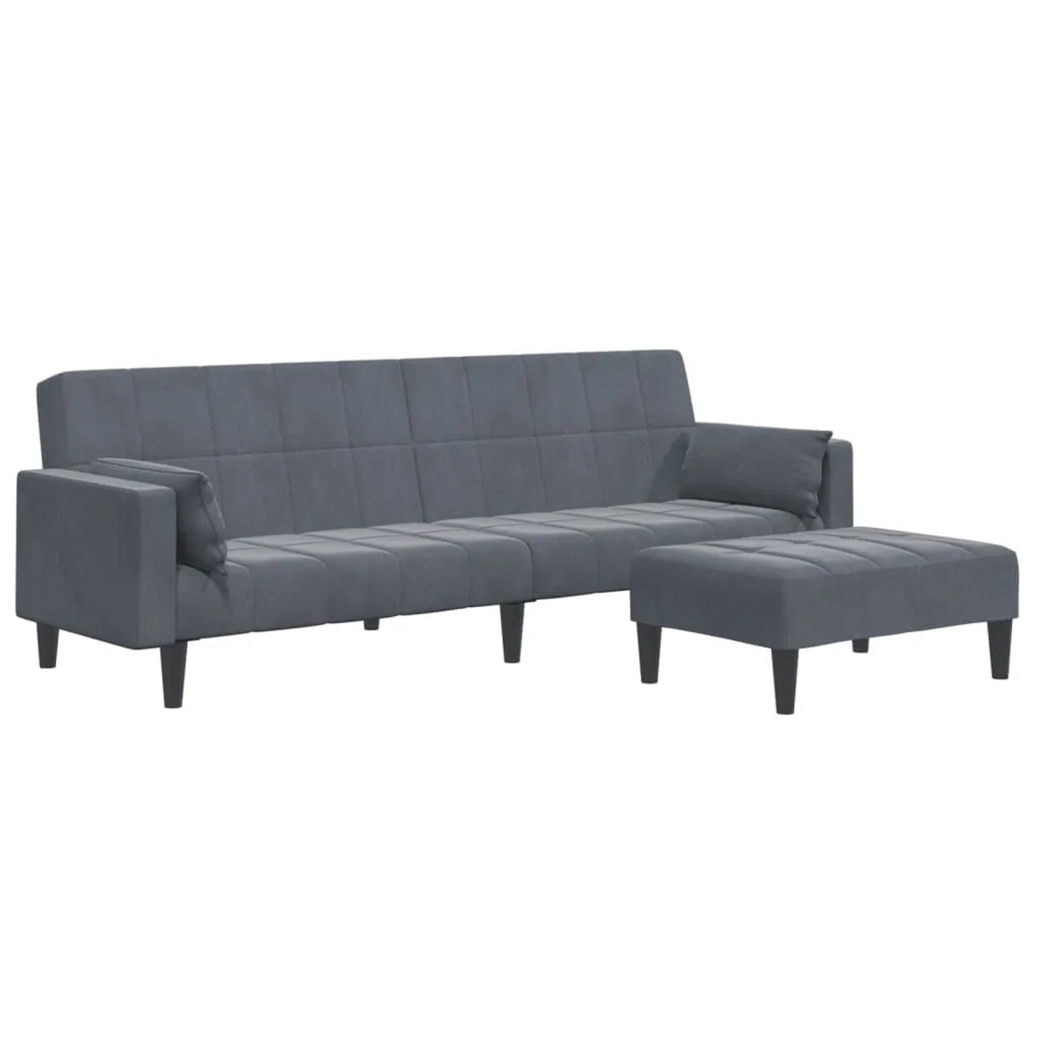 vidaXL Schlafsofa 2-Sitzer mit Fußhocker Dunkelgrau Samt 3258134 günstig online kaufen