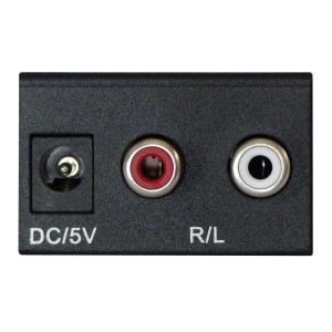 Rückseite des Dynavox Mini-DAC II Digital-Analog-Wandlers mit Anschlüssen.