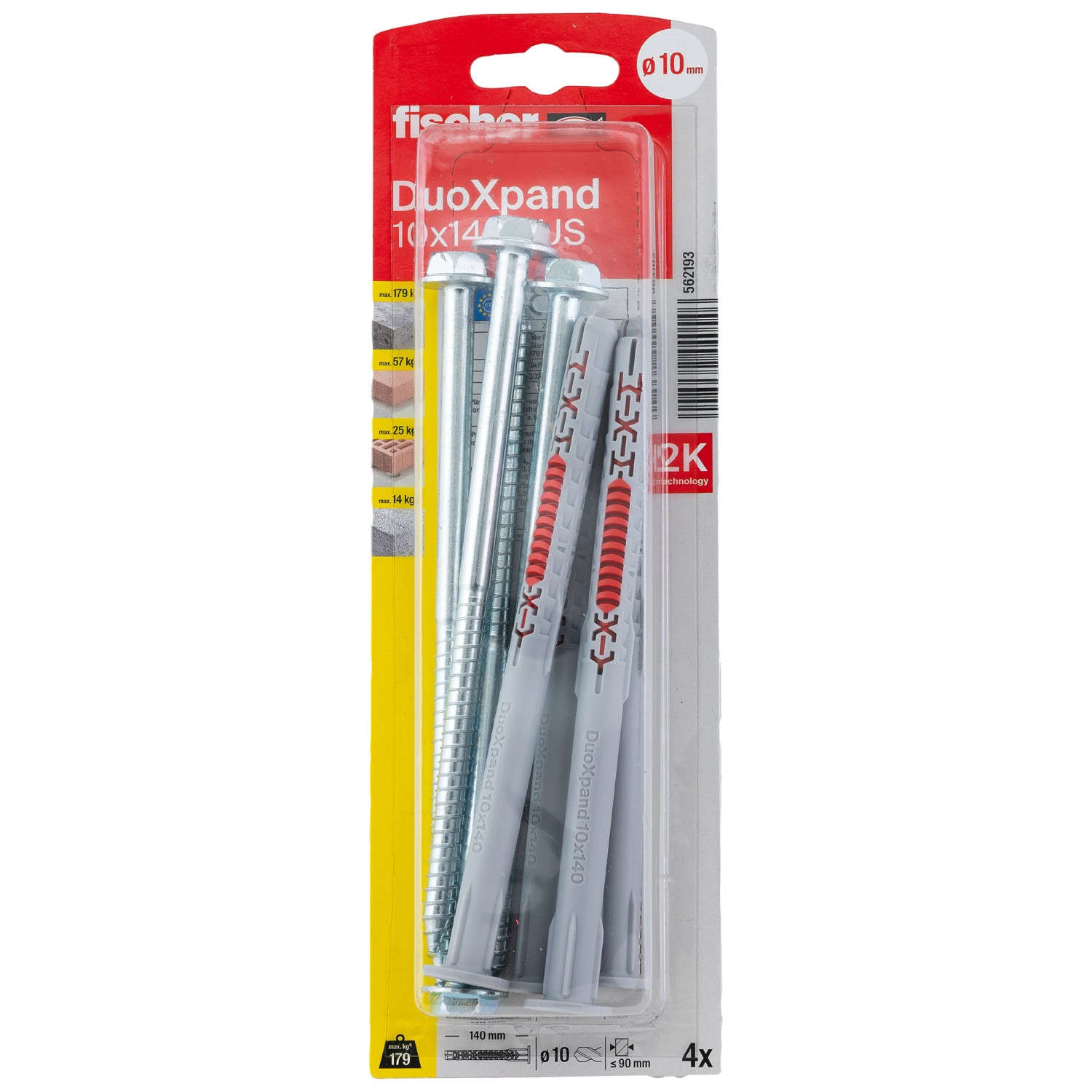 Fischer Langschaftdübel DuoXpand FUS 10 x 140 Sechskantschraube U-Scheibe 4 St.