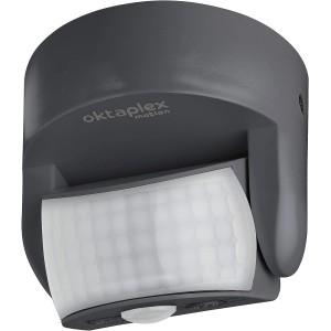 Oktaplex Bea Bewegungsmelder für Außen, IP65, 12m Reichweite, Anthrazit.