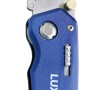 Klappbares LUX Teppichmesser mit blauem Griff und Metallklinge.