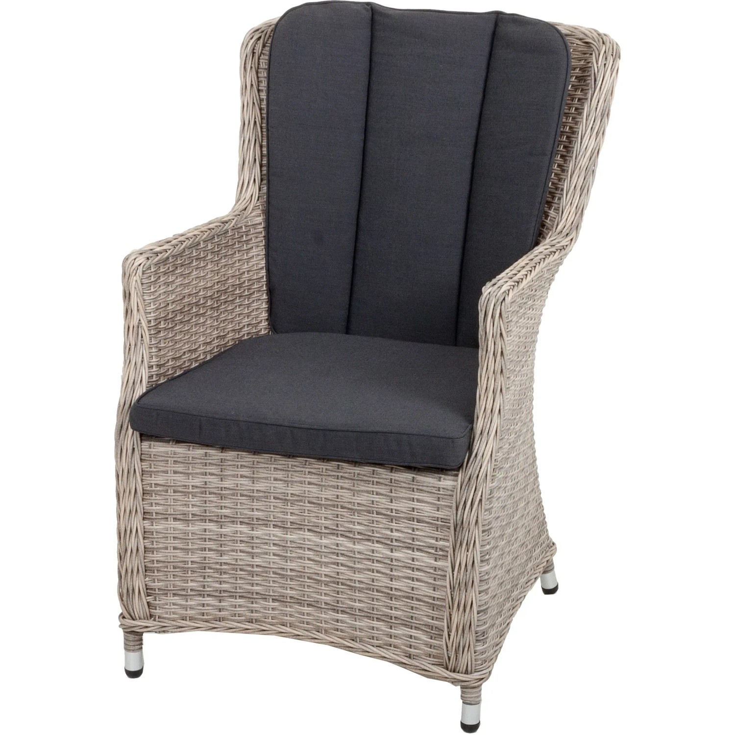 Garten Pleasure Sessel Dijon, Teil des 5-teiligen Lounge-Gartenmöbel Sets, grau mit Polster.