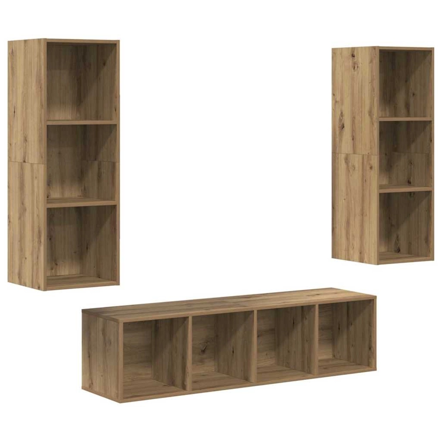 vidaXL TV-Schrank Set 3-Tlg Artisan-Eiche 37 x 37 x 142,5 cm 3393131 günstig online kaufen