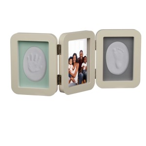 Relaxdays Baby Gipsabdruck Set Bilderrahmen MDF Creme 21 cm x 49 cm x 2,5 cm