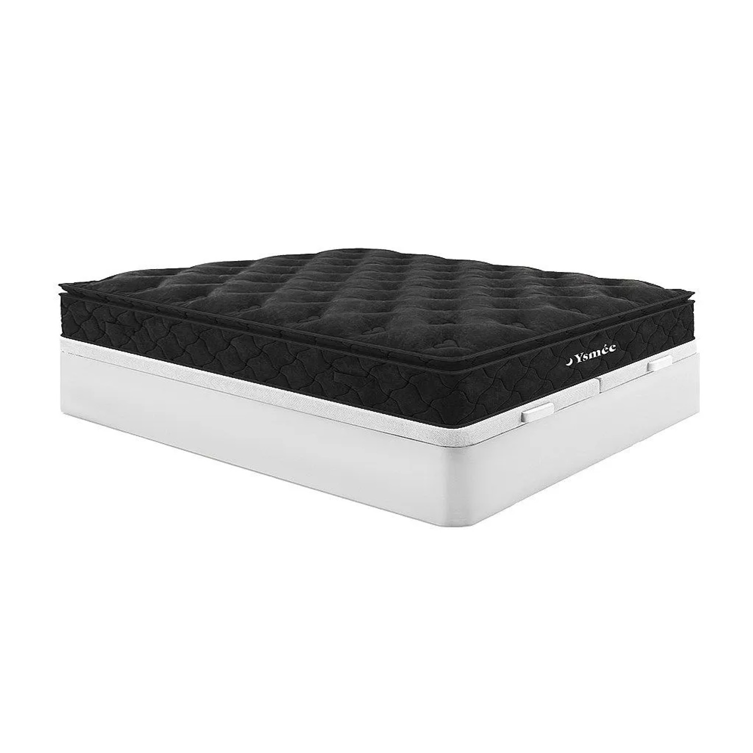 Vente-unique Matratze Und Bettgestell Mit Lattenrost Und Bettkasten Black Dream Schwarz  Weiß 200 cm