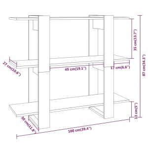 VidaXL Bücherregal/Raumteiler Räuchereiche, 100x30x87cm, Wandregal mit Maßen.