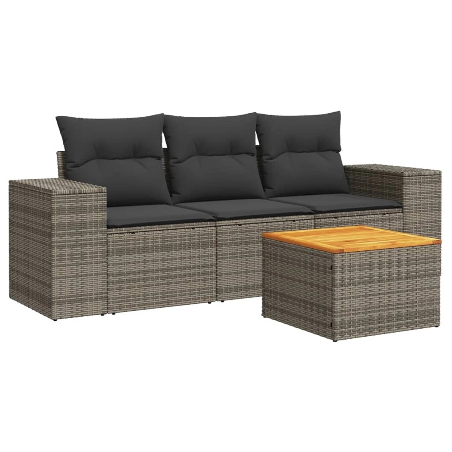 vidaXL 4-tlg Garten-Sofagarnitur mit Kissen Grau Poly Rattan Modell 8 günstig online kaufen