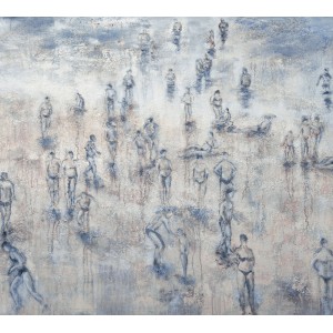 Erismann Fototapete Guido Maria Kretschmer Tag am Meer, blaues Strandmotiv mit vielen Menschen.