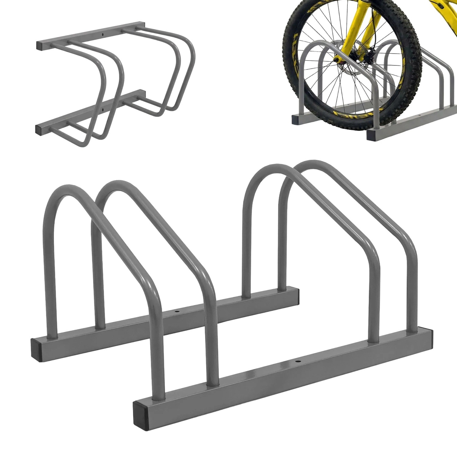 Relaxdays Fahrradständer Stahl Silber für 2 Fahrräder Boden und Wandmontage 27 cm x 51 cm x 24 cm