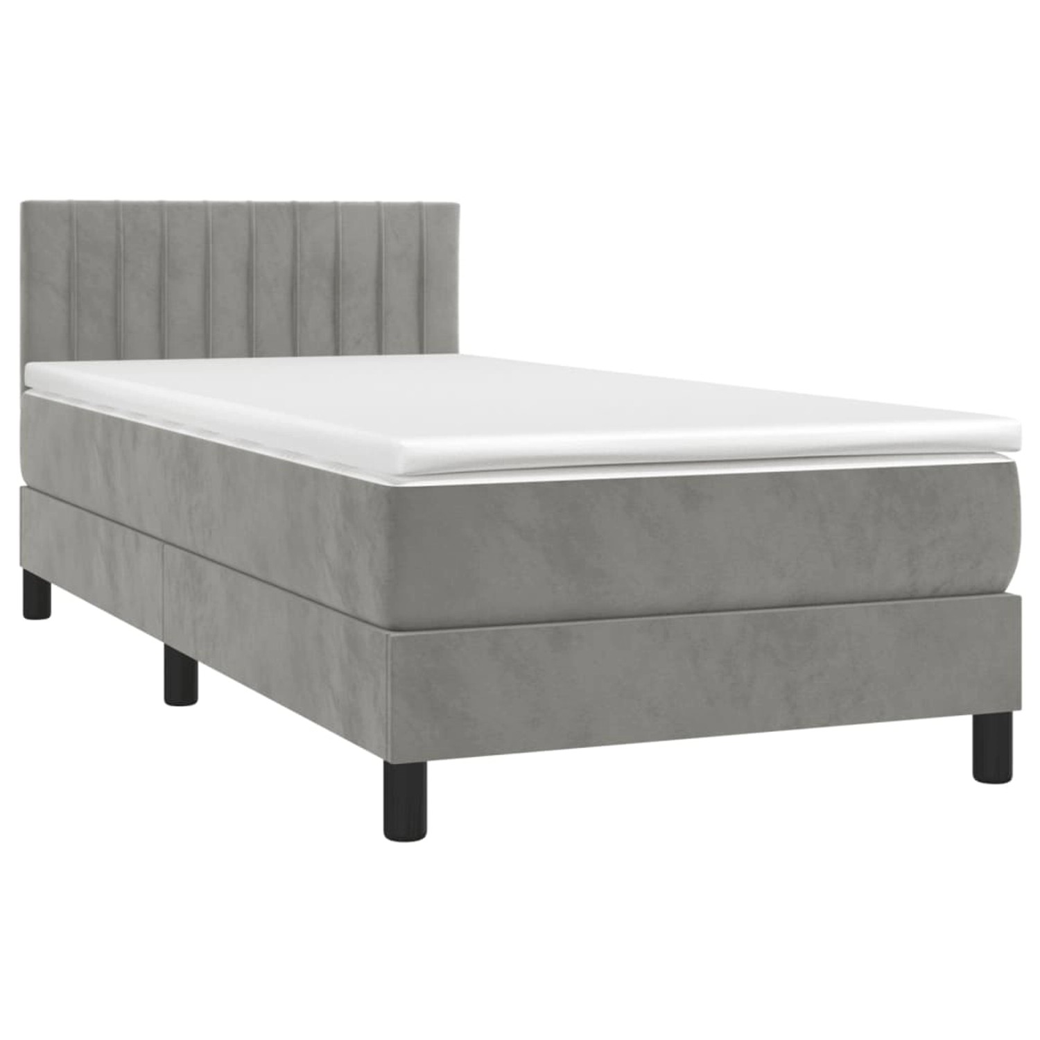 vidaXL Boxspringbett mit Matratze & LED Hellgrau 80x200 cm Samt 3134489 günstig online kaufen