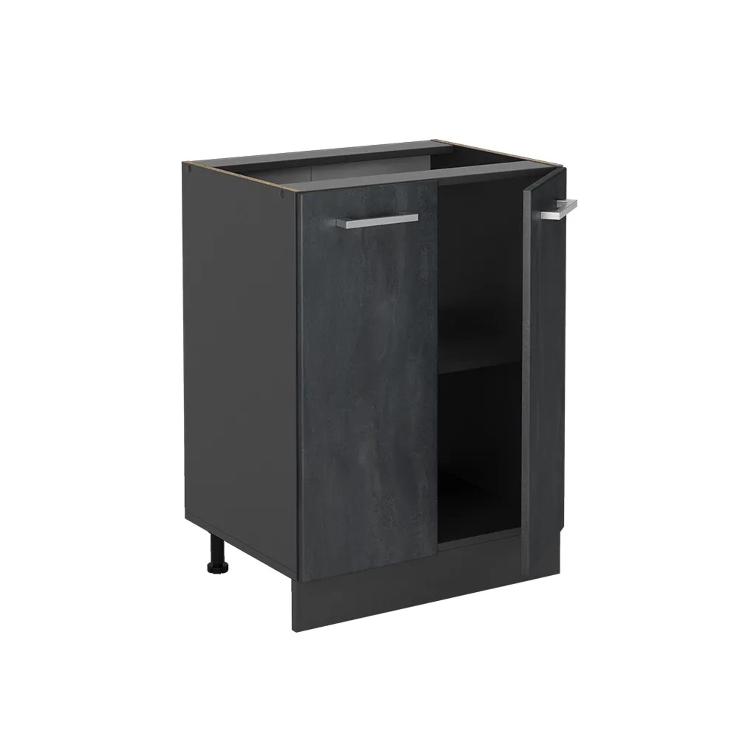 Vicco Küchenunterschrank R-Line, 60 cm, Schwarz Beton/Anthrazit, ohne Arbeitsplatte.