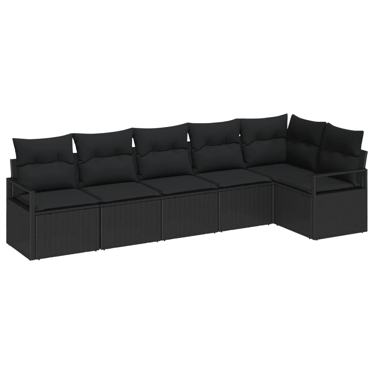 vidaXL Gartensofa-Set mit Kissen 6 Stk Schwarz Poly-Rattan 3355072 günstig online kaufen