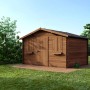 Imprägniertes Altanka Gartenhaus Gerätehaus 12m² aus Fichtenholz, 4x3m, mit Doppeltür und Satteldach.