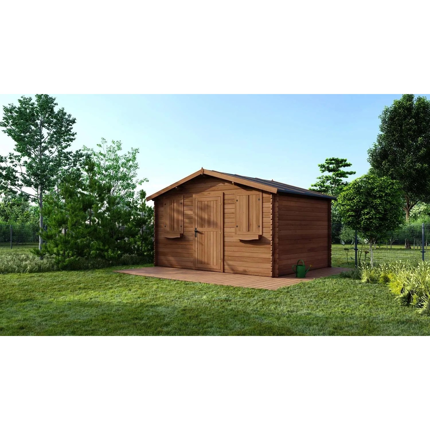 Imprägniertes Altanka Gartenhaus Gerätehaus 12m² aus Fichtenholz, 4x3m, mit Doppeltür und Satteldach.