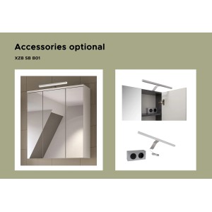 Badaufsatzleuchte Simple m. Schalter und Steckdose Chrom 4 cm x 34 cm x 13 cm