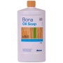 Weiße Bona Ölseife 1 Liter Flasche mit orangefarbenem Deckel. Unterhaltsreiniger für geölte Holzböden.