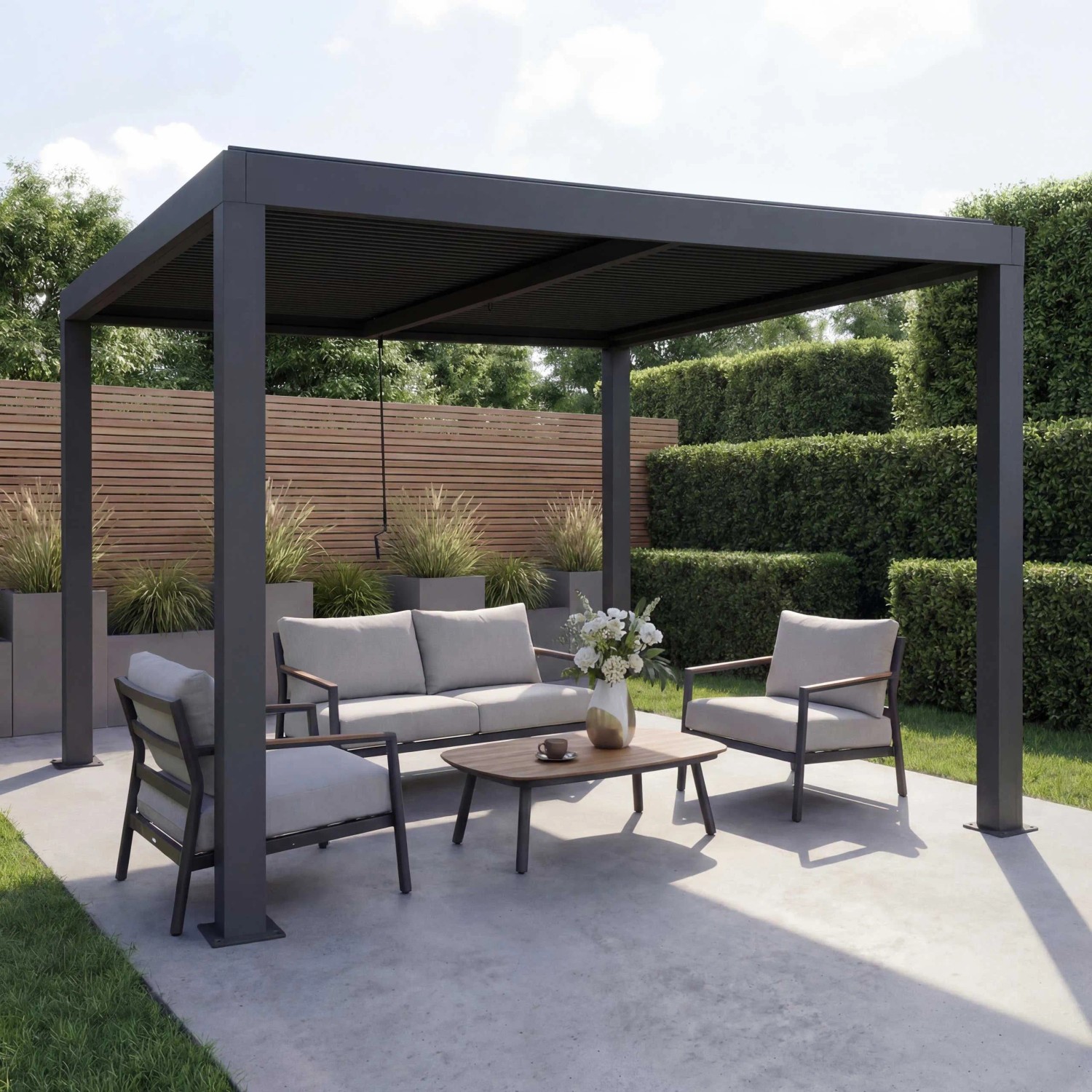 MCW Pergola L46 Anthrazit 10cm-Alu-Gestell 3x3m