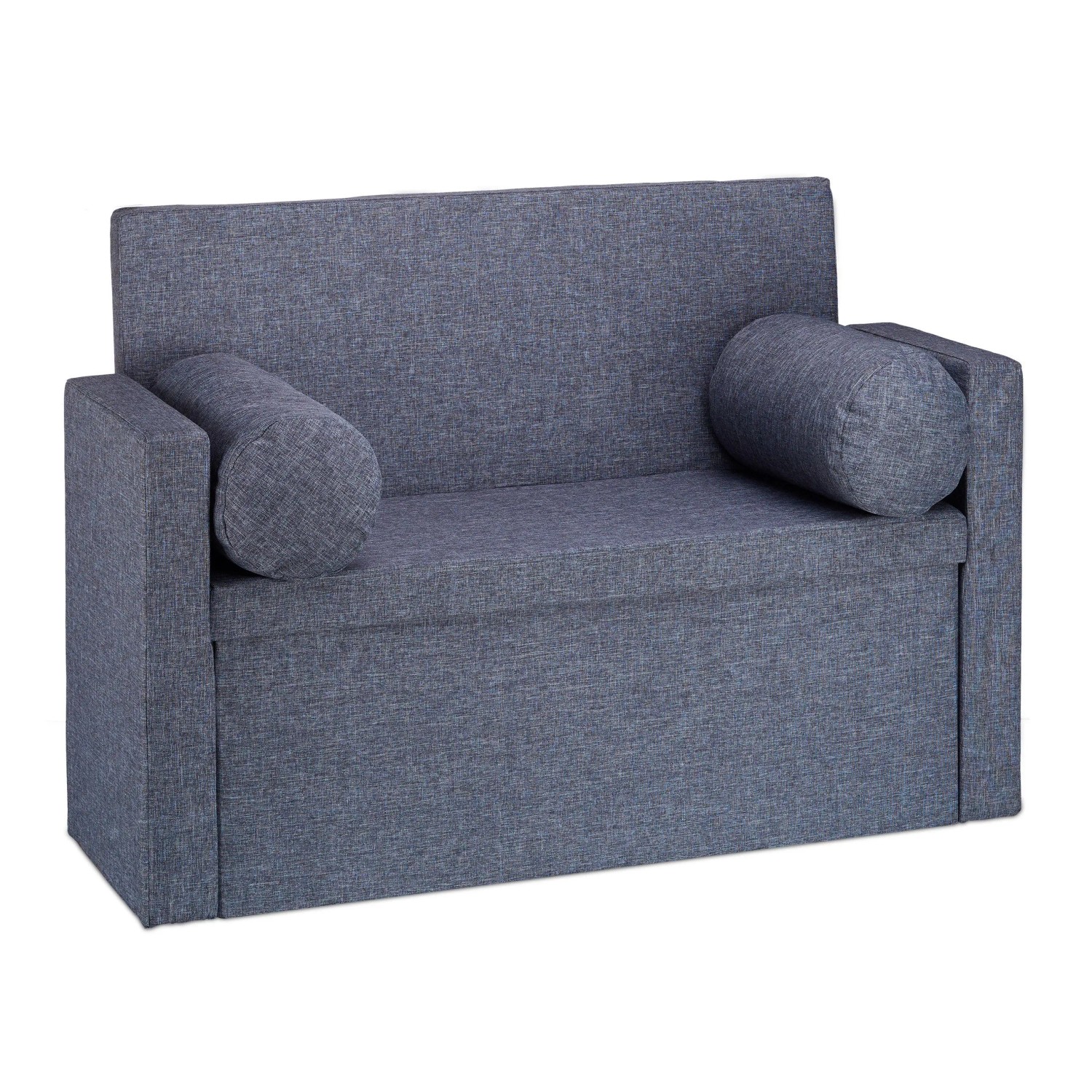 Relaxdays Sitzbank Leinen Dunkelgrau Faltbar mit Stauraum und Rückenlehne 75 cm x 115 cm x 47 cm 19 kg
