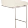 Eleganter Barhocker Paros in Creme mit Kunstlederbezug und gebürstetem Edelstahl-Freischwingergestell. Moderner Hocker.
