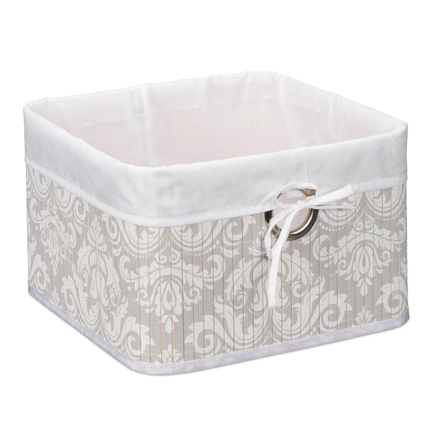 Relaxdays Aufbewahrungskorb Bambus Weiß Hellgrau Faltbar 20 cm x 31 cm x 31 cm 500 g